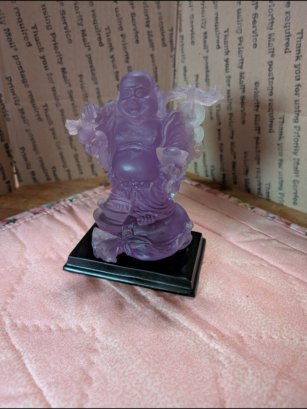 Amethyst Laughing Buddha Resin Statue - Home Art Decor